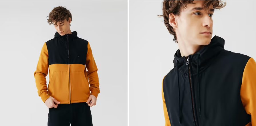 chaqueta con capucha bicolor