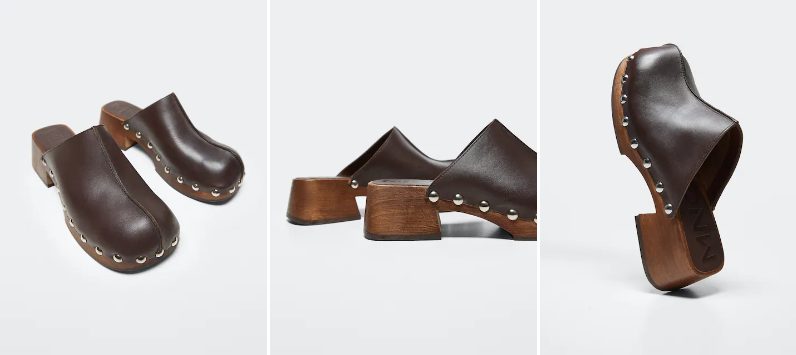zuecos piel tachuelas