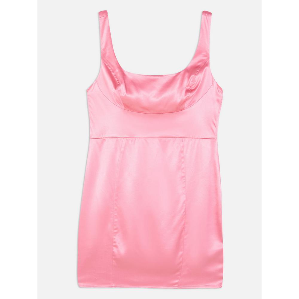 vestido corto saten rosa