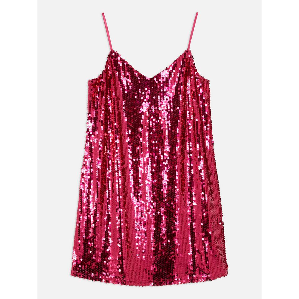 vestido fuscia con lentejuelas