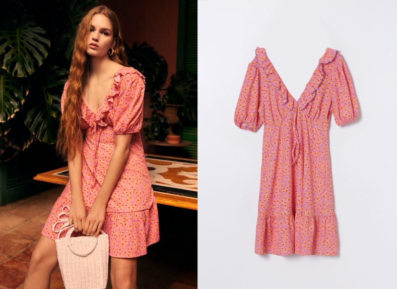 VESTIDO CORTO CON VOLANTE