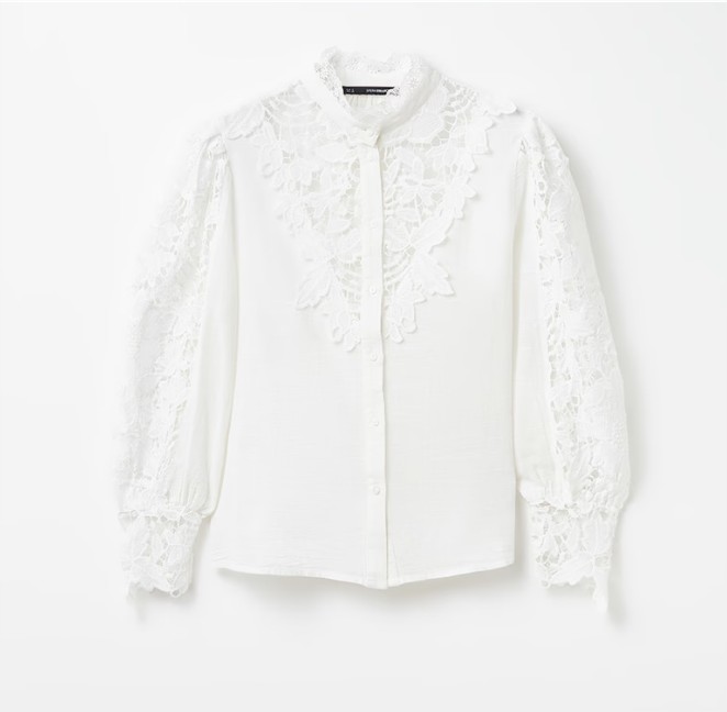 Camisa de mujer mangas guipur