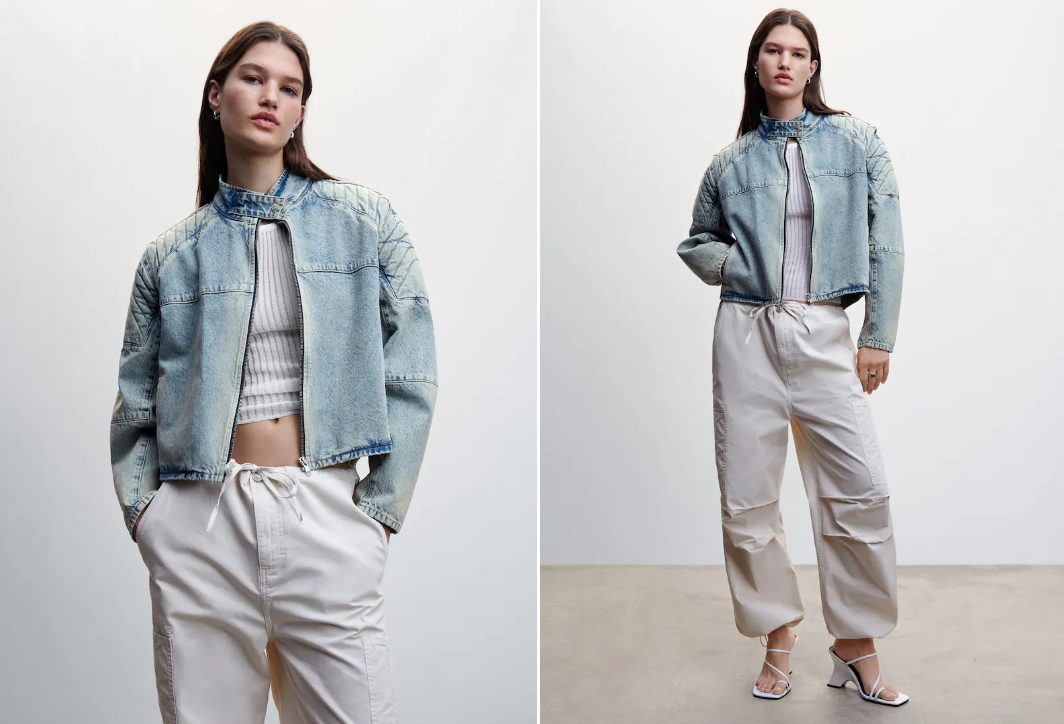 cazadora vaquera falda estampada de mango