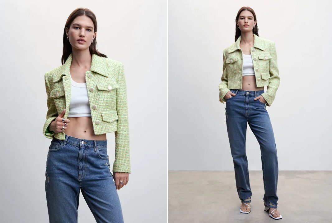 chaqueta tweed verde