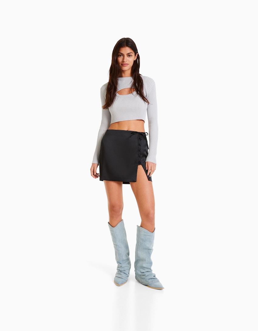 falda mini satinada