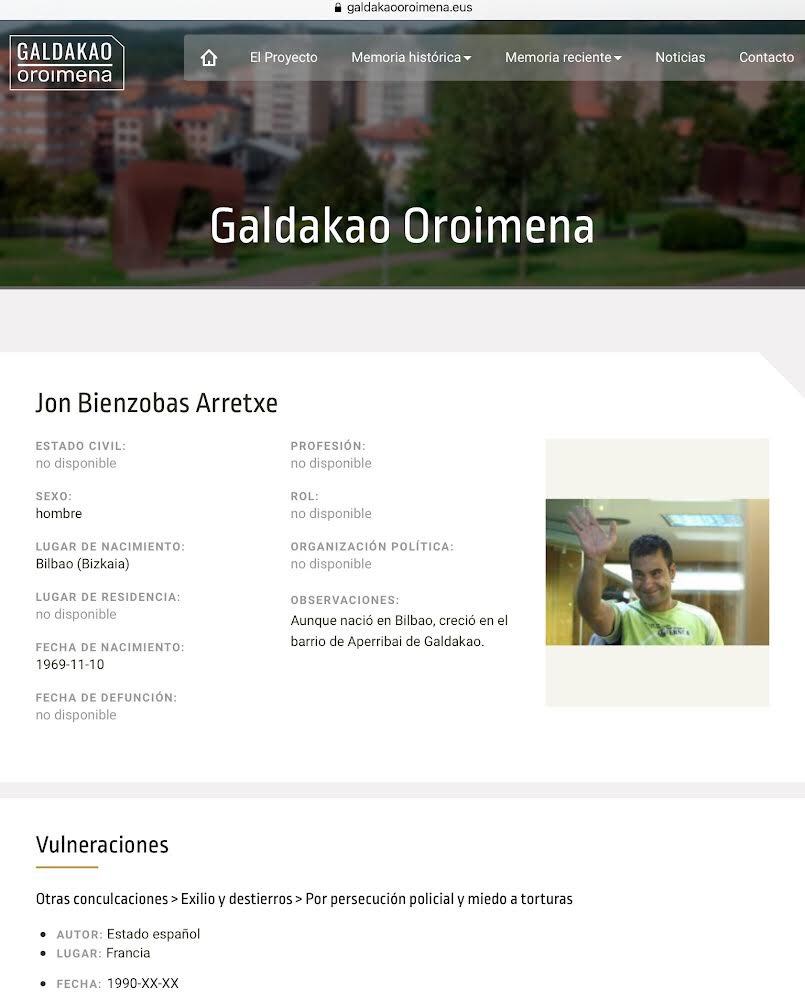 Una web impulsada por Aranzadi siembra la polémica por su trato a los presos de ETA 2 Moncloa BIENZOBAS Moncloa