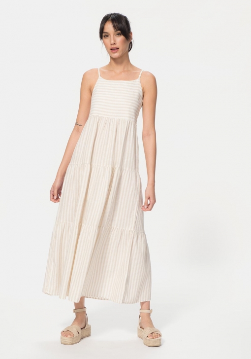 vestido lino rayas carrefour