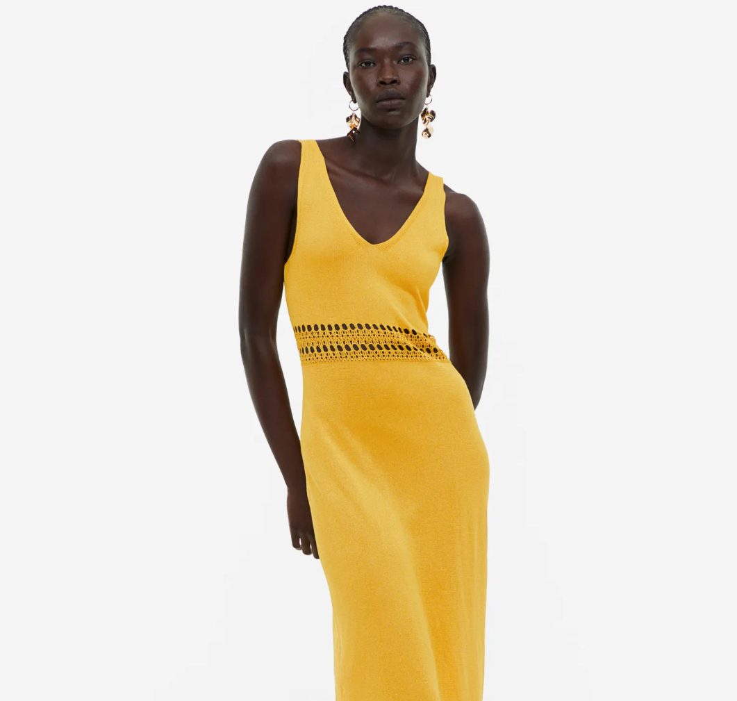 vestido punto fino amarillo