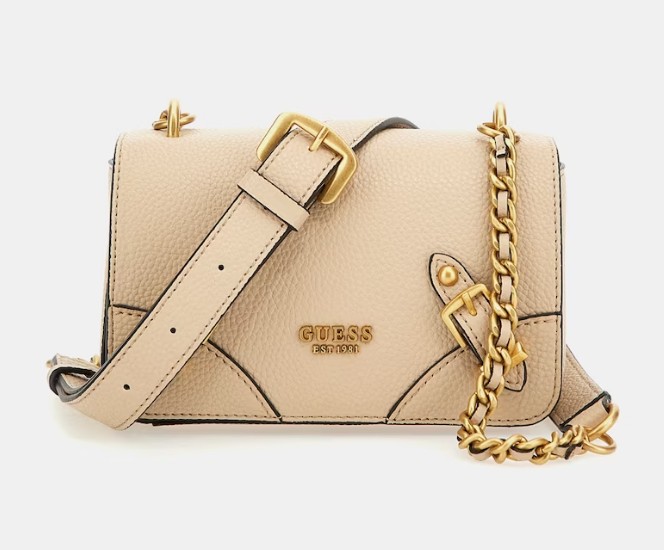 Bandolera mini en crema con solapa con asa regulable el corte ingles