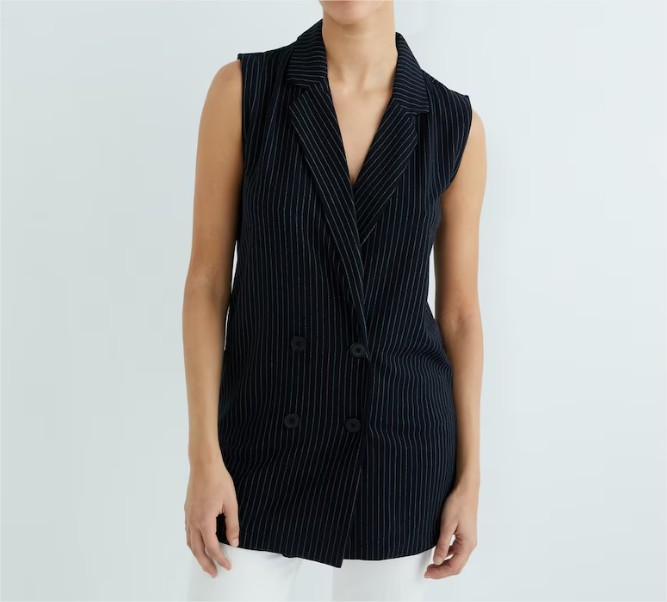 Chaleco de mujer cruzado con cuello de solapa el corte ingles