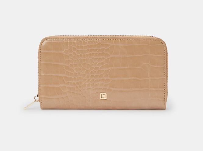 Monedero mediano beige con cremallera el corte ingles