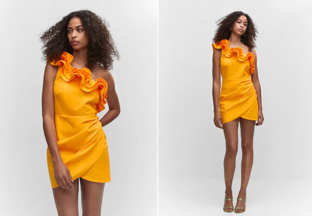 vestido volante naranja