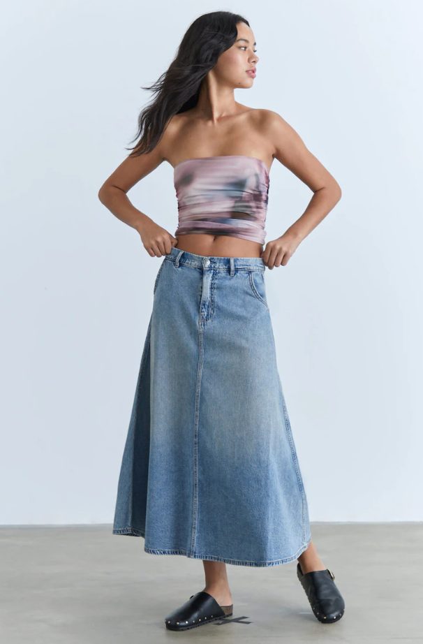 falda midi denim stradivarius