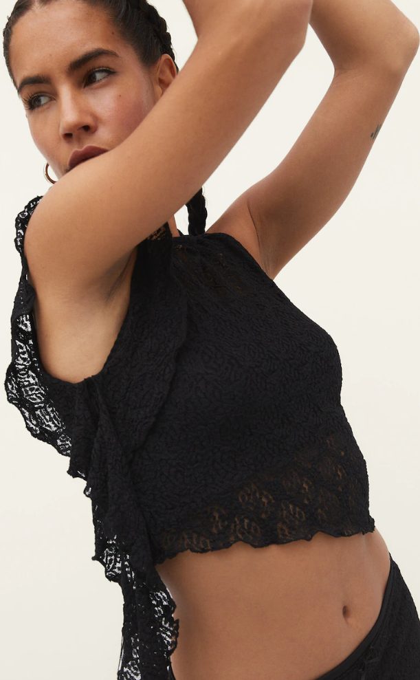 top asimetrico blonda