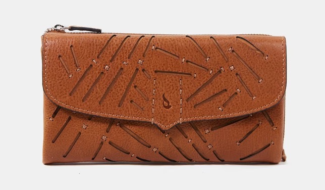 Cartera de mujer grande Summer Song en piel troquelada cognac