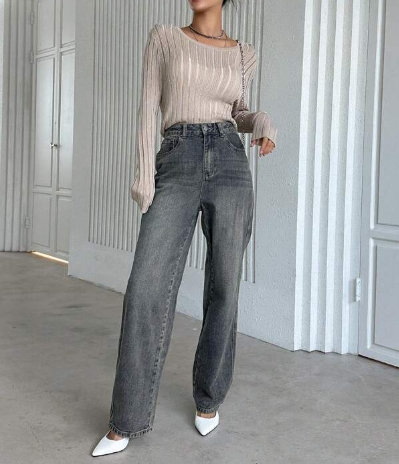jeans denim grises