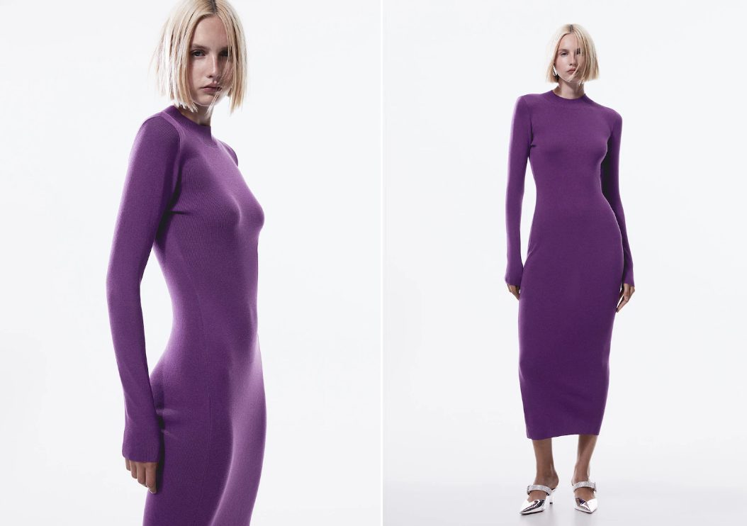 vestido punto mango