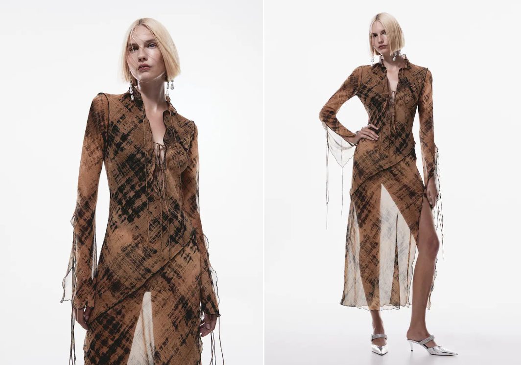 vestido semitransparente mango