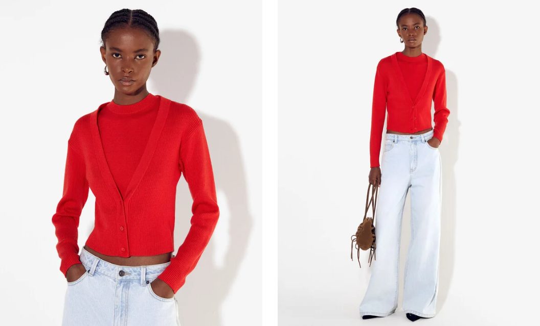 cardigan punto rojo