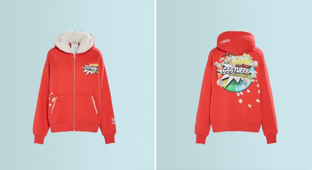 sudadera capucha roja bershka