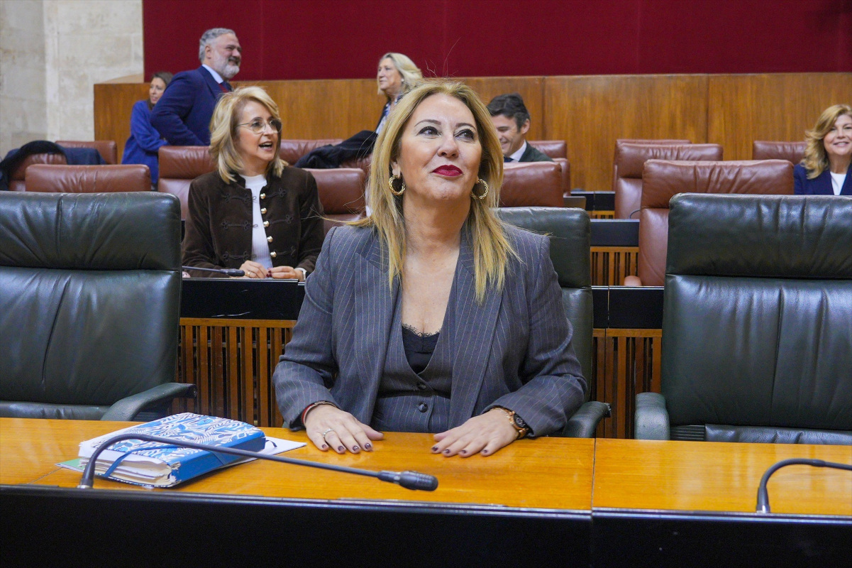 Debate final del proyecto de Ley de Presupuestos de la Comunidad Autónoma andaluza para 2024 Carolina España, consejera de Economía, Hacienda y Fondos Públicos, está muy orgullosa de su gestión.