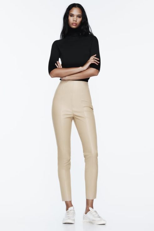 leggings efecto piel claros zara