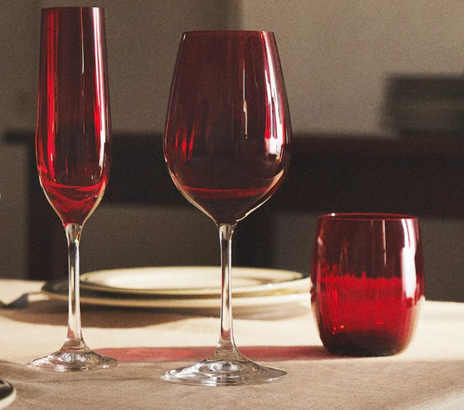 set cristaleria rojo zara home