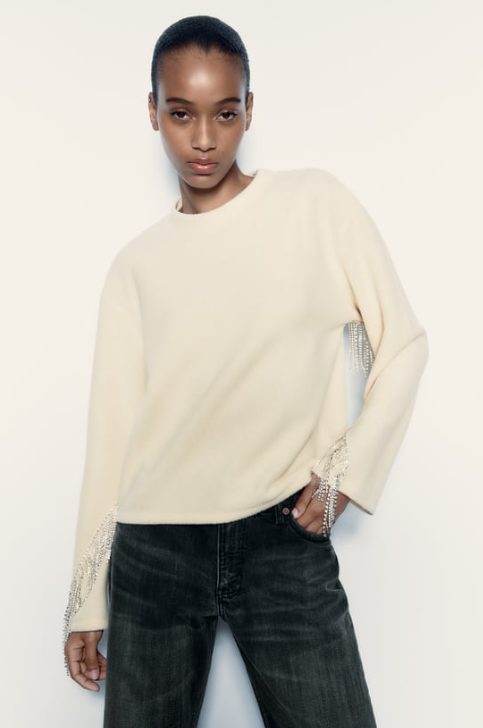 sudadera soft brillos zara