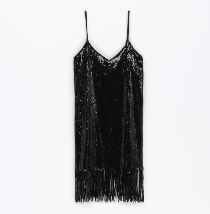 vestido lentejuelas flecos lefties