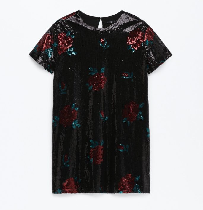 vestido lentejuelas flores lefties