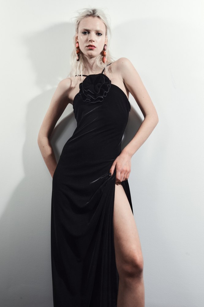 vestido terciopelo flor sfera