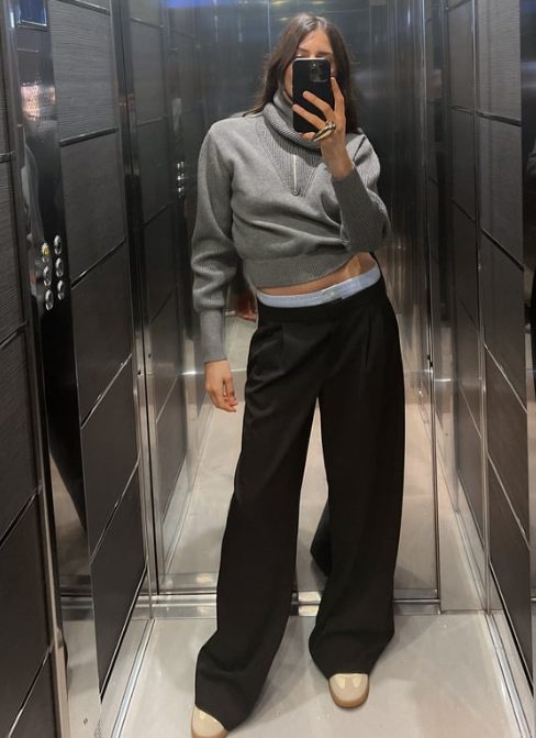 pantalon doble cintura combinada