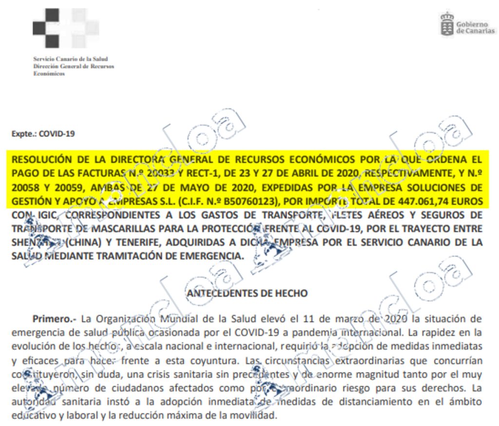 Caso Koldo: el silencio del ministro Ángel Víctor Torres con cuatro contratos bajo sospecha 3 Moncloa Orden de pago del Gobierno de Ángel Víctor Torres sobre diversas facturas de Soluciones de gestión y apoyo a empresas