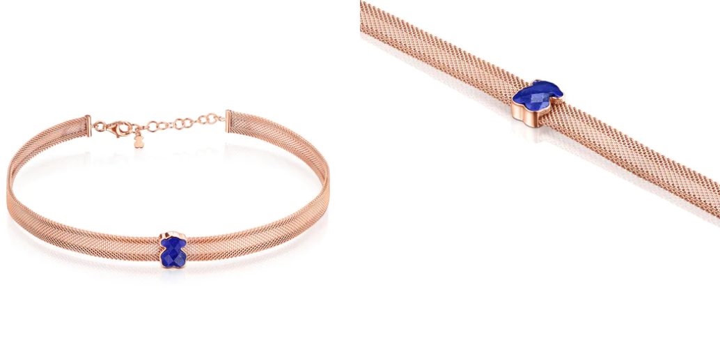 collar acero rosado y lapislazuli