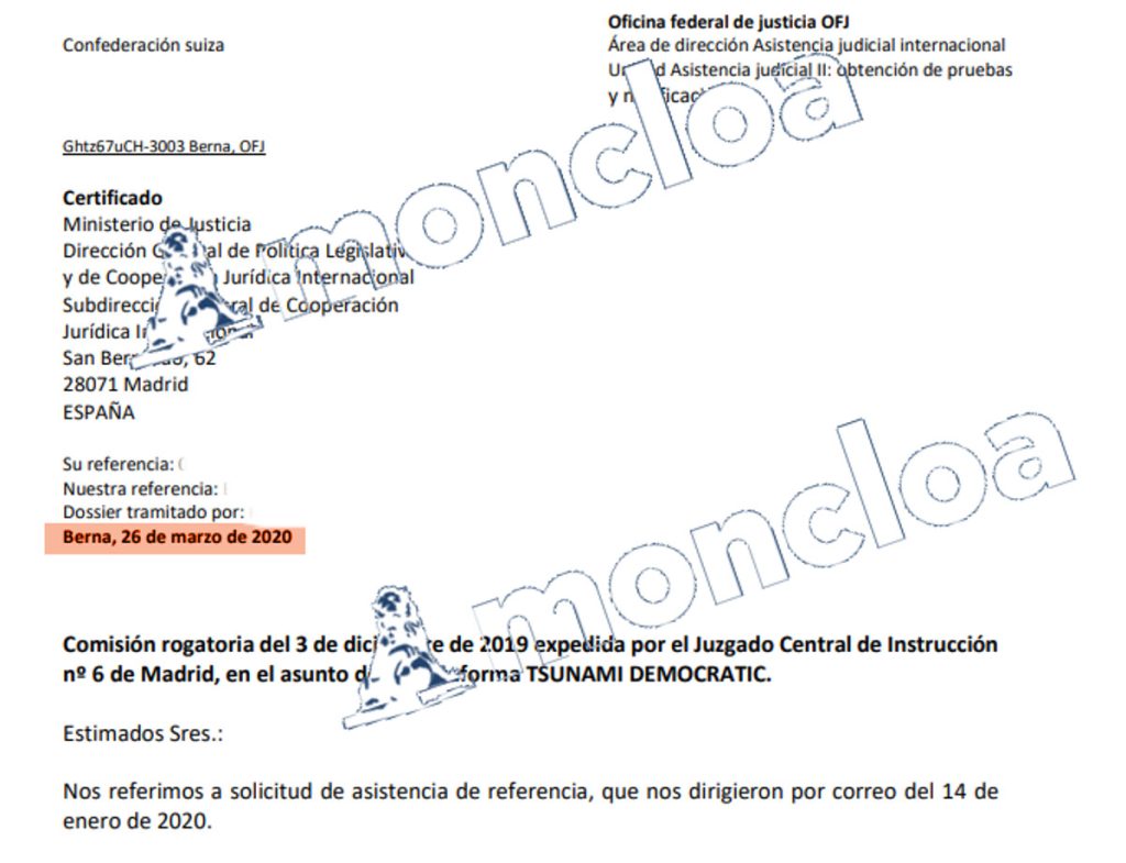 Suiza negó la ayuda en la causa de Rovira a la Audiencia Nacional en 2020 1 Moncloa moncloa marta rovira 1 Moncloa