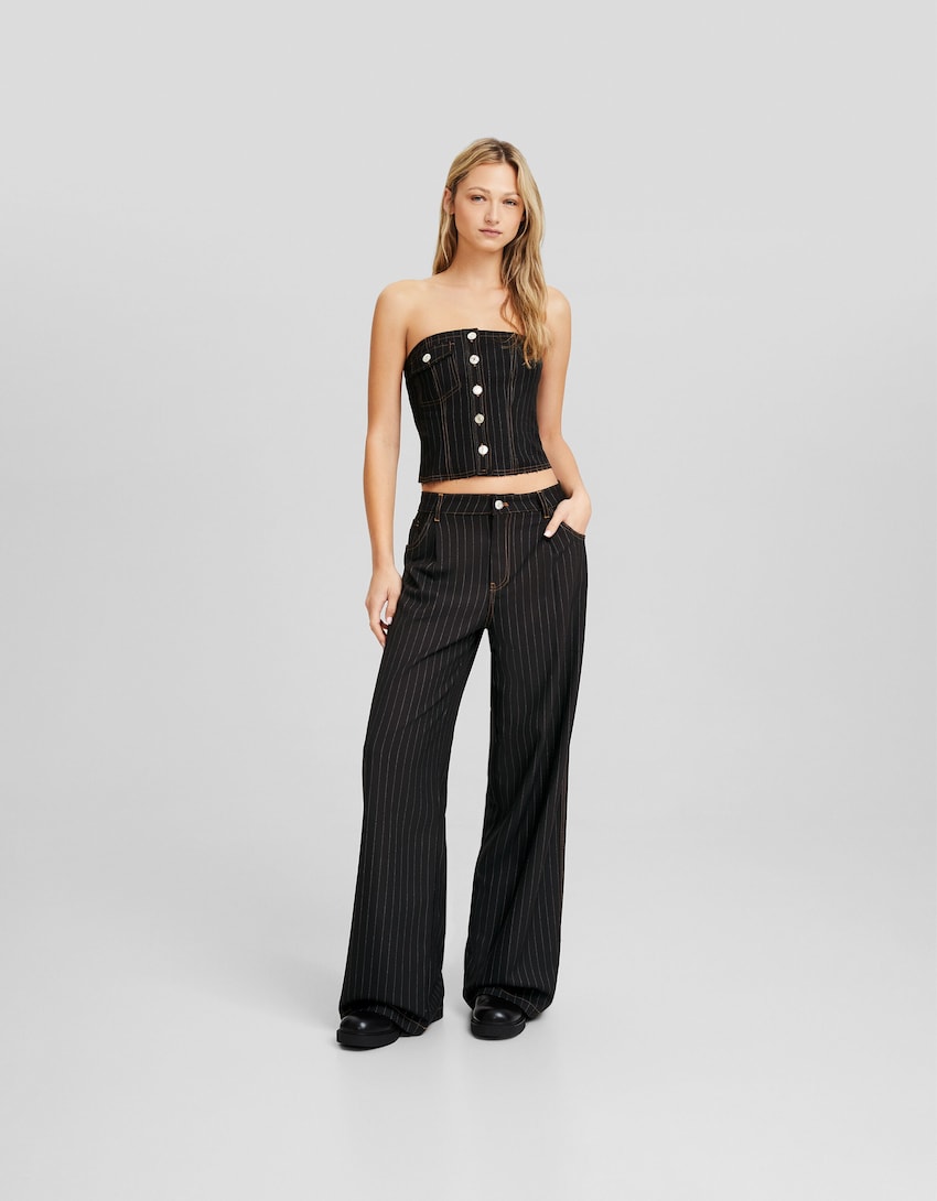 pantalon wide leg bershka