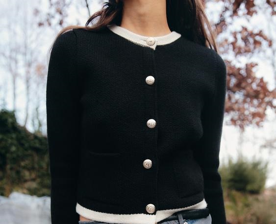 Chaqueta punto botón dorado chaquetas