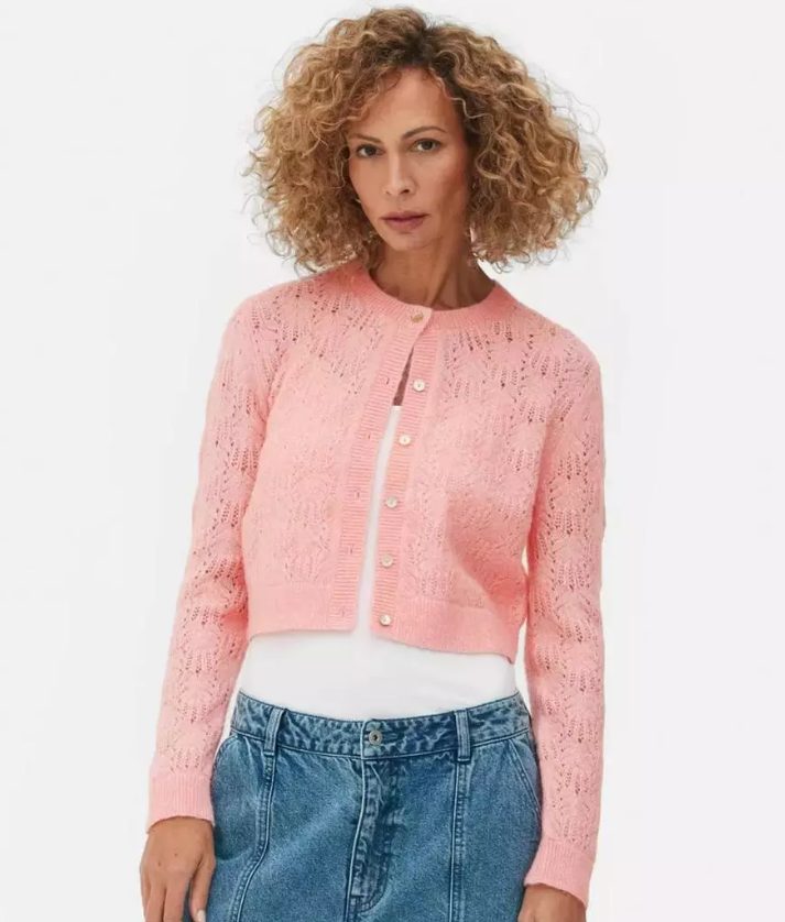 cardigan rosa calado