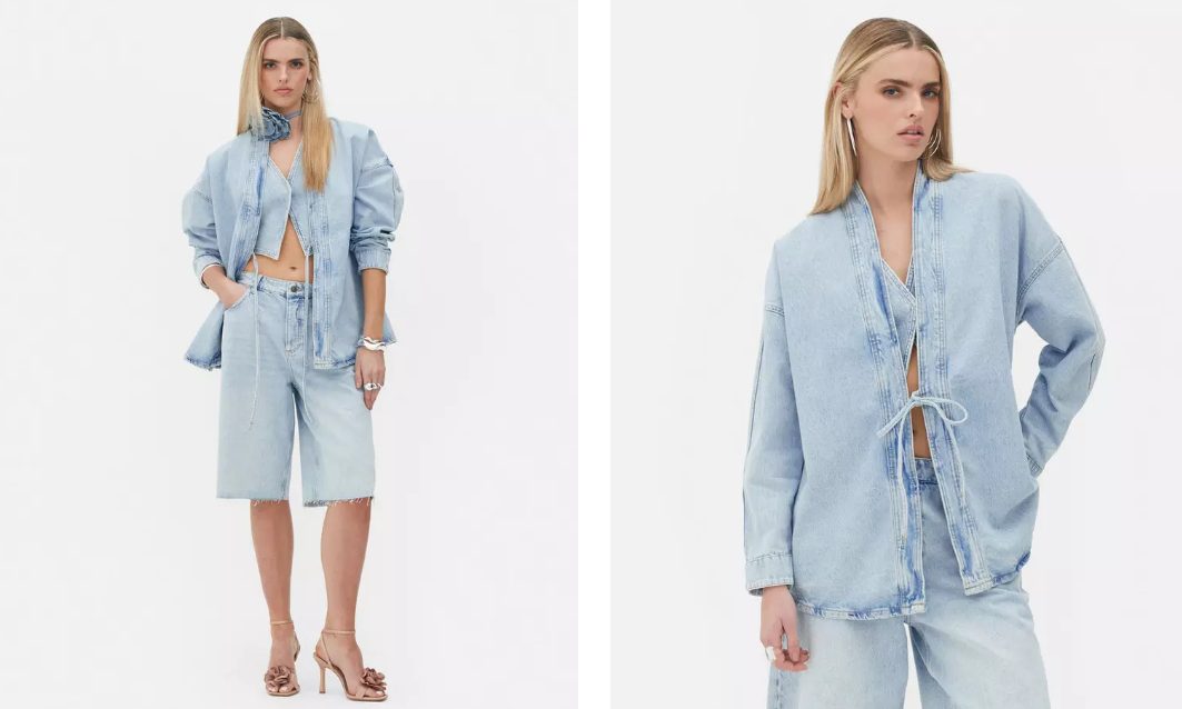 chaqueta vaquera cuello kimono