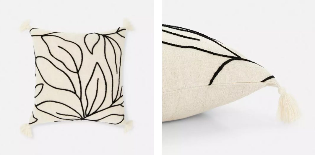 cojin hojas bordadas primark home