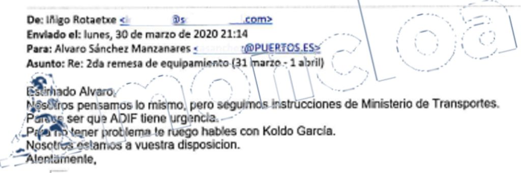 El trabajo de «Alvarito» Sánchez Manzanares para adjudicar las mascarillas a Aldama y koldo 1 Moncloa La respuesta de Rotaeche a Sánchez Manzanares, número dos de Puertos del Estado