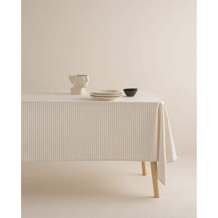 mantel rayas beige carrefour
