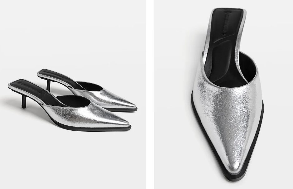 zapato mule plateado