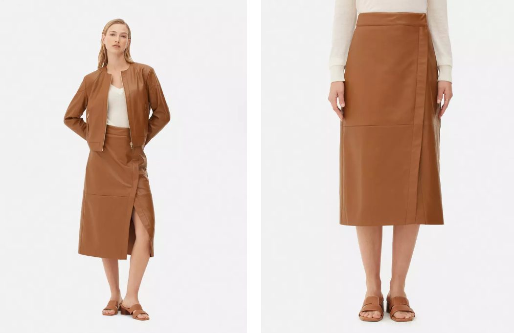 falda midi piel sintetica