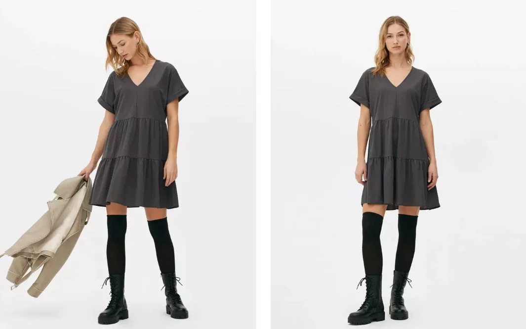vestido corto capas vuelo