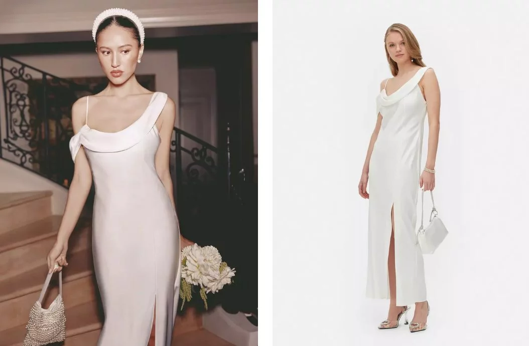 vestido novia saten primark largo
