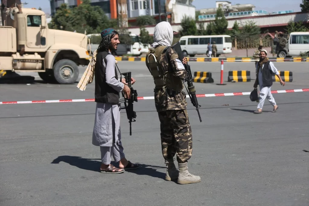 EuropaPress 5872228 kabul june 30 2022 taliban members stand guard near the conference venue Moncloa