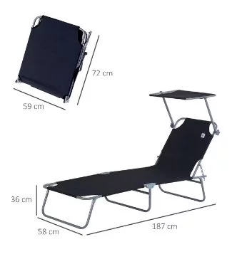 La tumbona plegable Outsunny de Decathlon con toldo ajustable negra a un precio irresistible 1 Moncloa tumbona decathlon2 Moncloa