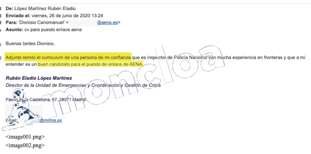 El jefe de seguridad de Ábalos a Koldo sobre un puesto en AENA: «Interesa que sea de nuestra cuerda» 2 Moncloa CV confianza Moncloa