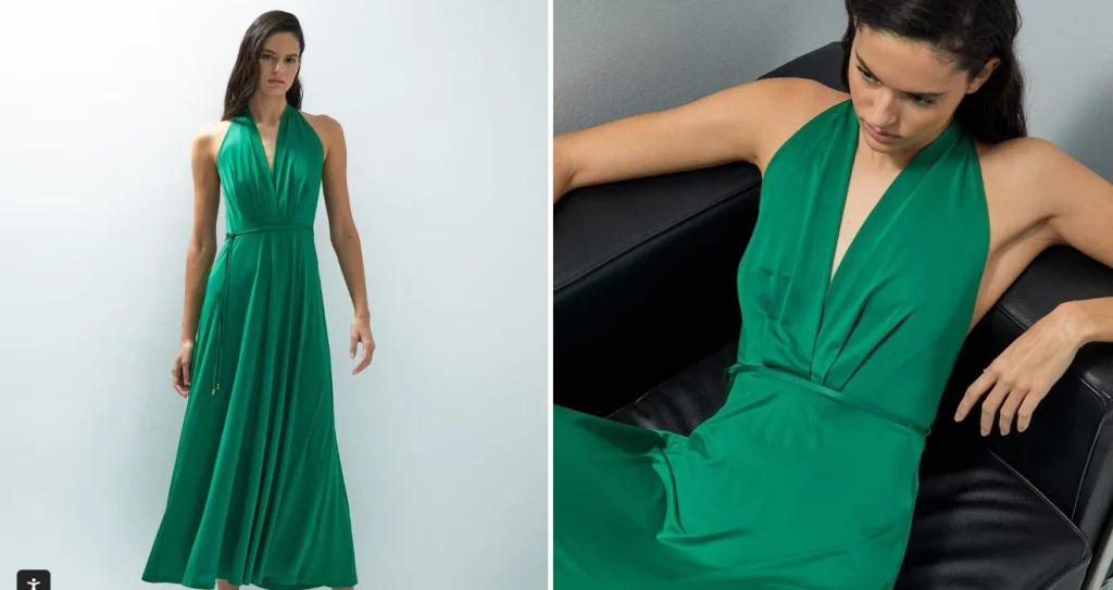 Estos 3 vestidos de Sfera te hacen lucir más alta de inmediato 3 Moncloa vestidolargoverde sfera Moncloa